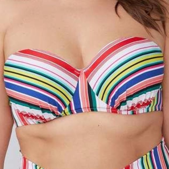 LANE BRYANT CACIQUE MULTI-STRIPE BANDEAU BRA 44DDD - Picture 2 of 4